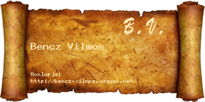 Bencz Vilmos névjegykártya